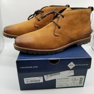 Cole Haan Men Midland Lug Chukka Boots Sz 12  Nubuck Golden Brown Lace Up City